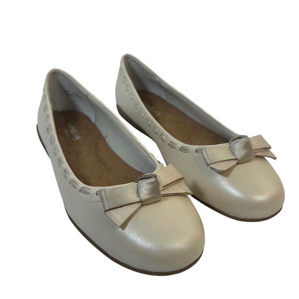 Walking Cradles Fawn Bone Pearl Leather Bow Ballet Flats W0312367 Womens 8.5